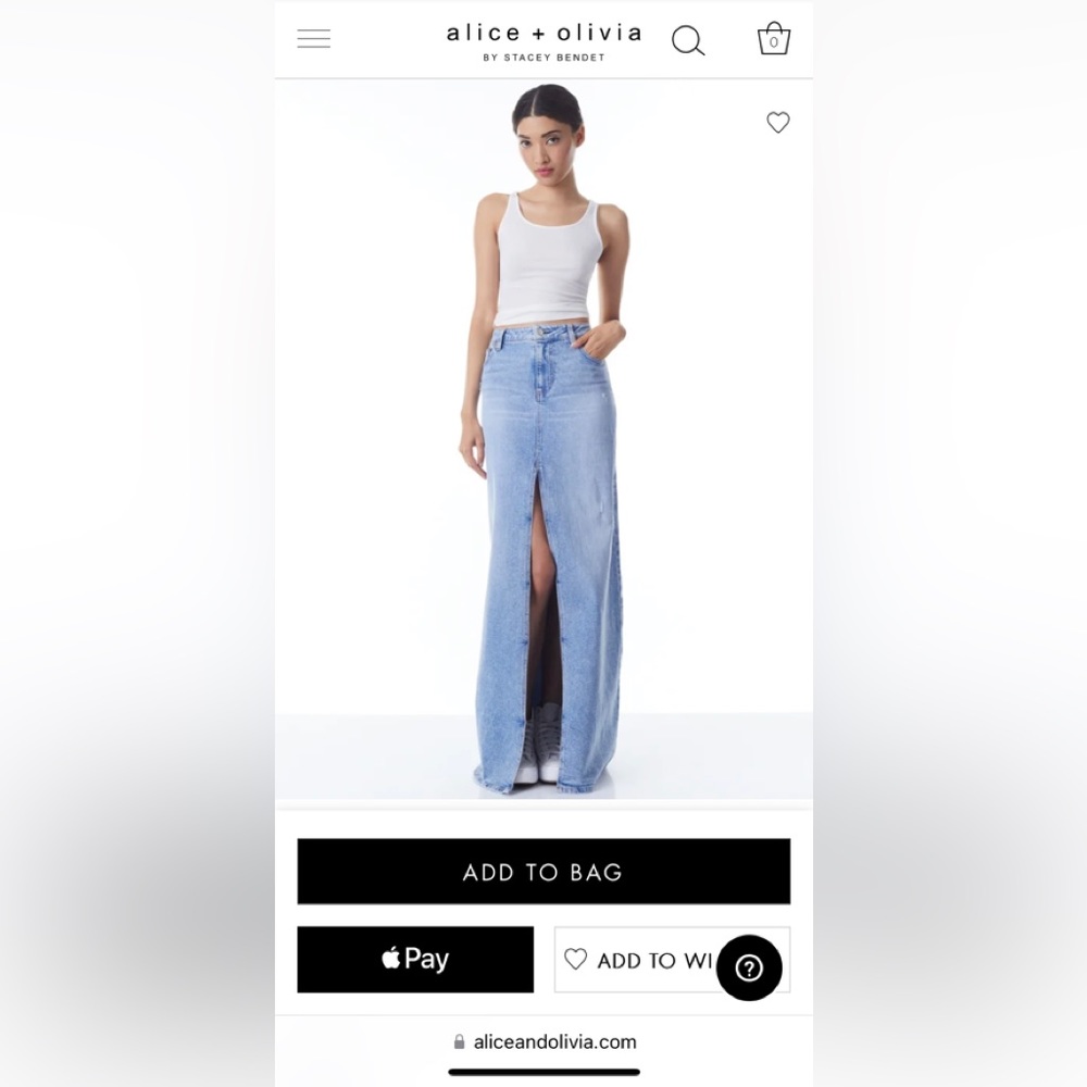 Alice Olivia RYE HIGH WAISTED DENIM SKIRT